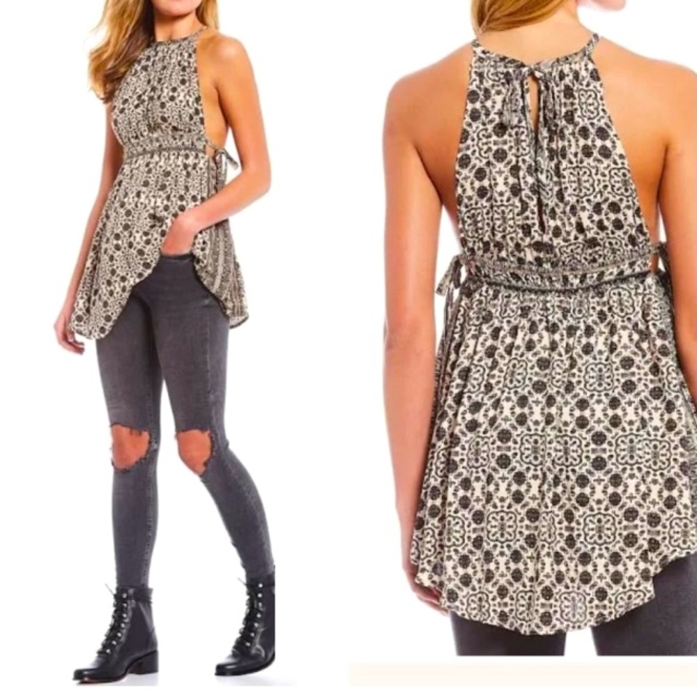 FREE PEOPLE PRINTED BOHO DRESS